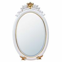 Rococo Style White and Gold Gloss Painted Oval Decorative Wall Mirror