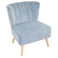 Traditional Cromarty Country Blue Occasional Ribbed Back Chair On Light Oak Legs 74x64cm