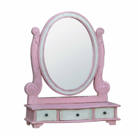 Isabella Pink White Vanity Table Top Mirror With Drawers