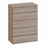 Dark Oak Simple Bedroom Chest of 5 Drawers Handle Free 77cm Wide x 107cm Tall