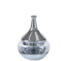 Value Small Clear Vase With Chrome Fluted Lid