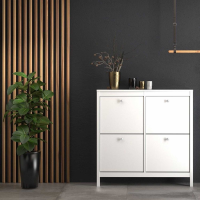Trendy Classy White 4 Compartment Shoe Storage Cabinet With Metal Knobs 102.9x102.4cm