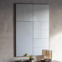 Window Style Silver Glass Large Rectangular Wall Mirror With Grids 122x81cm