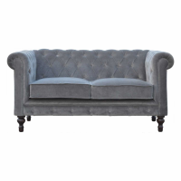 Grey Velvet 2 Seater Chesterfield Sofa