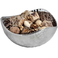 Silver Effect Ceramic Dimple Effect Round Display Bowl Small 18cm Diameter