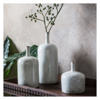 Vormark Set Of 3 Modern Ornamental Natural Glazed Ceramic Table Vases 31 x 12cm