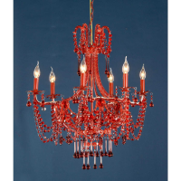Marie Therese Lace Red Chandelier, Red Crystal 6 Arm
