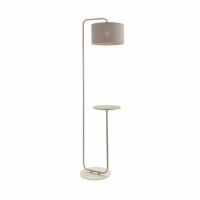 Modern Style Metal And Slate Grey Fabric Satin Champagne Finish Arc Floor Lamp 175 x 55cm
