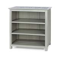 Traditional Low Grey Finish Real Stone Top 2 Open Shelf Bookcase 89.5x90x30cm