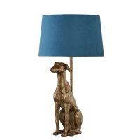 William The Whippet Table Lamp With Teal Velvet Shade