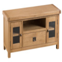 Modern Style Oak Wood And Brass 2 Door Large TV Media Unit With Drawer 50 x 150cm