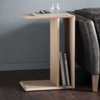 Modern Oak Wood Supper Side Sofa Table with Side Storage Chevron Design