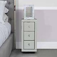 Modern Grace Mirrored Glass 3 Drawer Bedside Table Cabinet 60x30x30cm