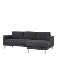 Modern Dark Grey Fabric Right Hand Corner Chaise Sofa on Chrome Metal Legs