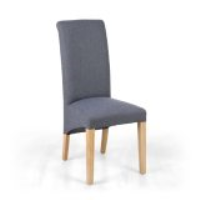 Kenna Linen Fabric Effect Modern Wood and Linen Dark Grey Dining Chair 102x45x61cm