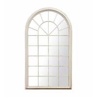 Outdoor Garden Multi Window Arched Top Wall Mirror Distressed White Painted
