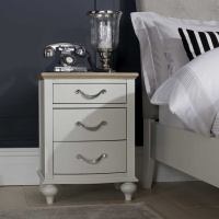 Montreux Grey Washed Oak Wood And Soft Grey 3 Drawer Bedroom Nightstand