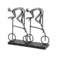 Abstract Cyclist Sculpture in Gunmetal Grey
