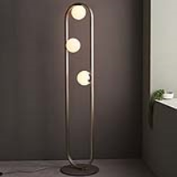 Modern Silver Metalwork Gloss Opal Spherical Glass Shades Geometric Floor Lamp E14