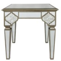 Design Antique Mirrored Glass End Table With Gold Trim