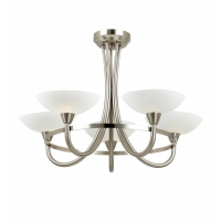 Modern Satin Chrome White Glass Shaded 5 Ceiling And Wall Lamp 46 x 64cm