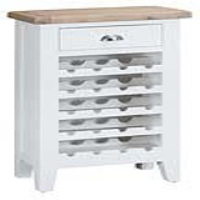 Small Traditional Oak Top White Painted Kitchen Wine Cabinet 1 Drawer 96 x 60cm