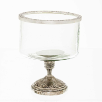 Silver Rim Hurricane Lamp