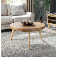 San Francisco Moder Round Coffee Table with Tripod Legs in Natural Oak Finish