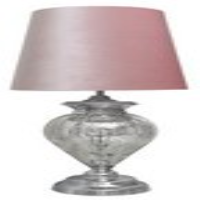 Large Chrome Glass Regal Lamp With Pink Shade