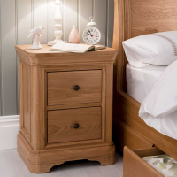 Traditional Light Oak Bedside Night Table Chest with 2 Drawers Rounded Top