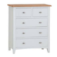 Modern Style Oak Wood White Painted 2 Over 3 Bedroom Chest Of Drawers 95 x 80cm
