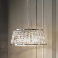 Modern Classic Round Steel and Glass 5 Bulb Dimmable Pendant Light in Chrome