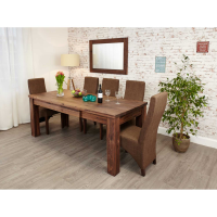 Modern Dark Wood Solid Walnut Extending Dining Table 6 to 8 Seater Dark Wood Finish