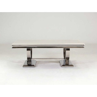 Modern Arianna Dining Table Cream Marble Top Polished Stainless Steel Base 180cm