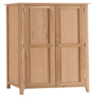 Natural Oak Wood 2 Door Full Hanging Double Wardrobe With Internal Shelf 185x90cm