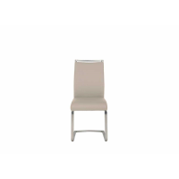 Modern Cantilever Dining Chair Cream Leather Upholstered Stainless Steel Metal Frame