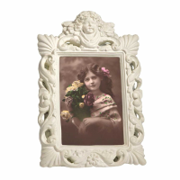 White Clay Paint Cherub Photo Frame