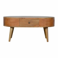 Industrial Style Mango Wood And Brass London Coffee Centre Table With Drawer 40 x 85cm