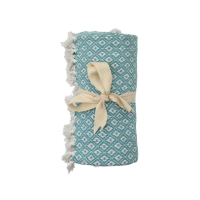 Green Recy Cotton Geo Throw Blue