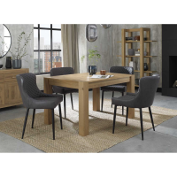 Turin Light Oak 4 to 6 Seater Table And 4 Cezanne Dark Grey Faux Leather Chairs Dining Set