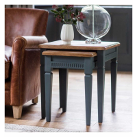Modern Style Storm Mahogany Wood Square Nest Of 2 Living Room Tables 55 x 50cm