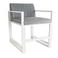 Light Grey Fabric Upholstery Garden Outdoor Bar Stool Metal Framed with Footrest