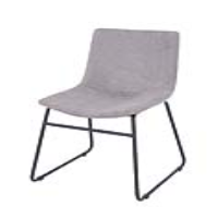 Modern Grey Fabric Upholstered Dining Chairs With Black Metal Legs (pair) 82x46x54cm