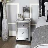 Smoked And Clear Mirror 2 Drawer Bedside Cabinet
