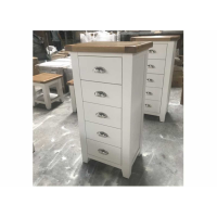 Oxford Modern Style Wooden Cream Painted Slim 5 Drawer Bedroom Chest 90 x 80cm