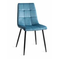 Modern Petrol Blue Leather Kitchen Dining Chair Square Stitched Pattern
