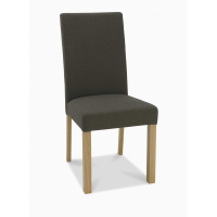Pair of Parker Light Oak Square Back Kitchen Dining Room Chair Black Gold Grey Fabric Upholstery