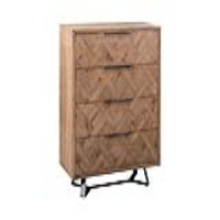 Aged Oak Solid Wood 4 Drawer Wide Chest Of Drawers Cabinet Parquet Inlay 120 x 100cm