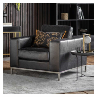 Modern Style Black Leather Upholstered Living Room Sofa Armchair 87x103cm