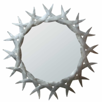 Round Locked Antler Style Metal Frame Wall Mirror